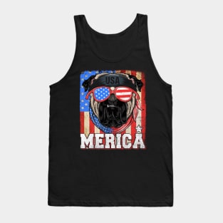 Funny Merica Retro Flag US Amirican Pitbull Patriotic Shirt Tank Top